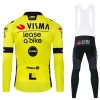 Completo Maglia ML + Pantaloncino con bretelle ML 2024 Jumbo-Visma Lease A Bike Giallo